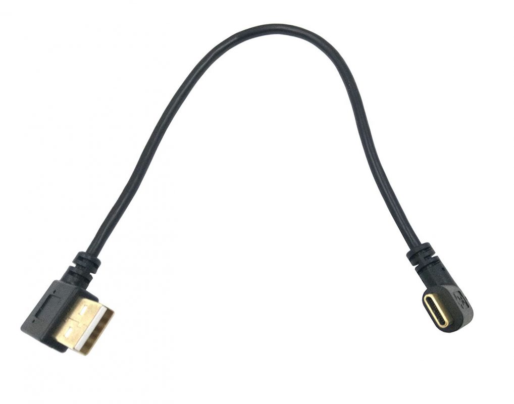 GOLD Plated Right Angle USB2.0 Male to Type-C Male