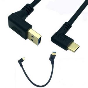 USB3.0 AM Upbend Type-C Side Bend Data Cable