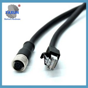 M12-8-core female A-coded to RJ45 network crystal head with cable 1 meter