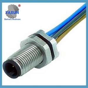 M5 Connector Front Mount M5 3 Poles Male Socket Solder with 50CM 26AWG Wire Waterproof Shield