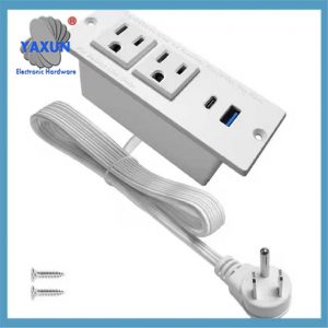 Recessed Power Strip Desktop Power Station 2 Outlets, 1 USB-A and 1 USB-C Plug Extension Cord