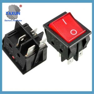 AC 16A/125V 16A/250V DPST 4Pin 2 Position I-O On-Off LED Light Boat Red Rocker Switches