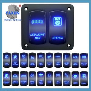 Customize Toggle Switch Panel 2 Gang Rocker Light Bar Switches Waterproof for Pickup Truck Car UTV Off Road